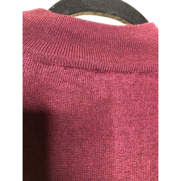 Turnbury Mens XL Extra Fine Merino Wool 1/4 Zip Pullover Sweater Burgundy - Picture 9 of 13